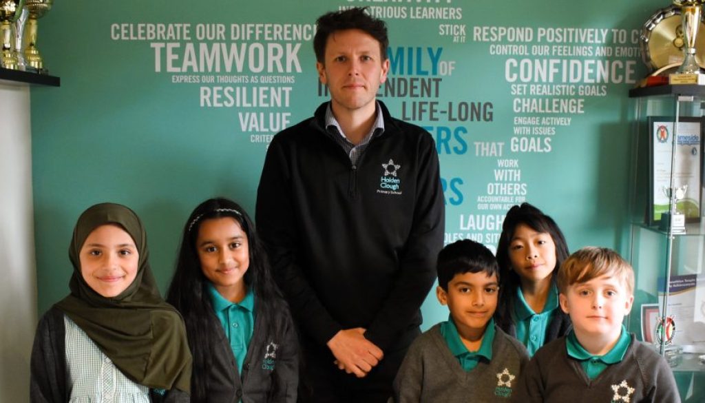 Adam Porter Headteacher with Pupils - edit2